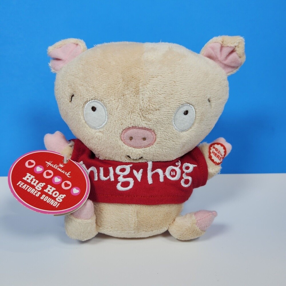 Hallmark Hug Hog Pig Plush Valentines Toy Talks Snort Sound Original Tags